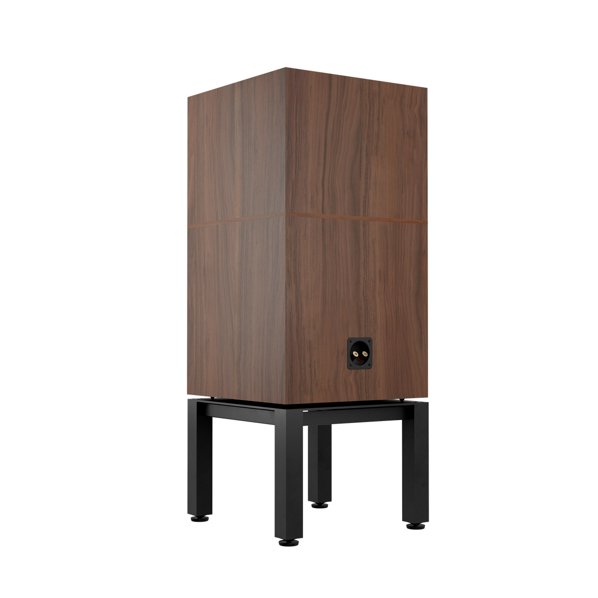 Revival Audio ATALANTE 7 Évo in Walnut, rear view with included isolation stand