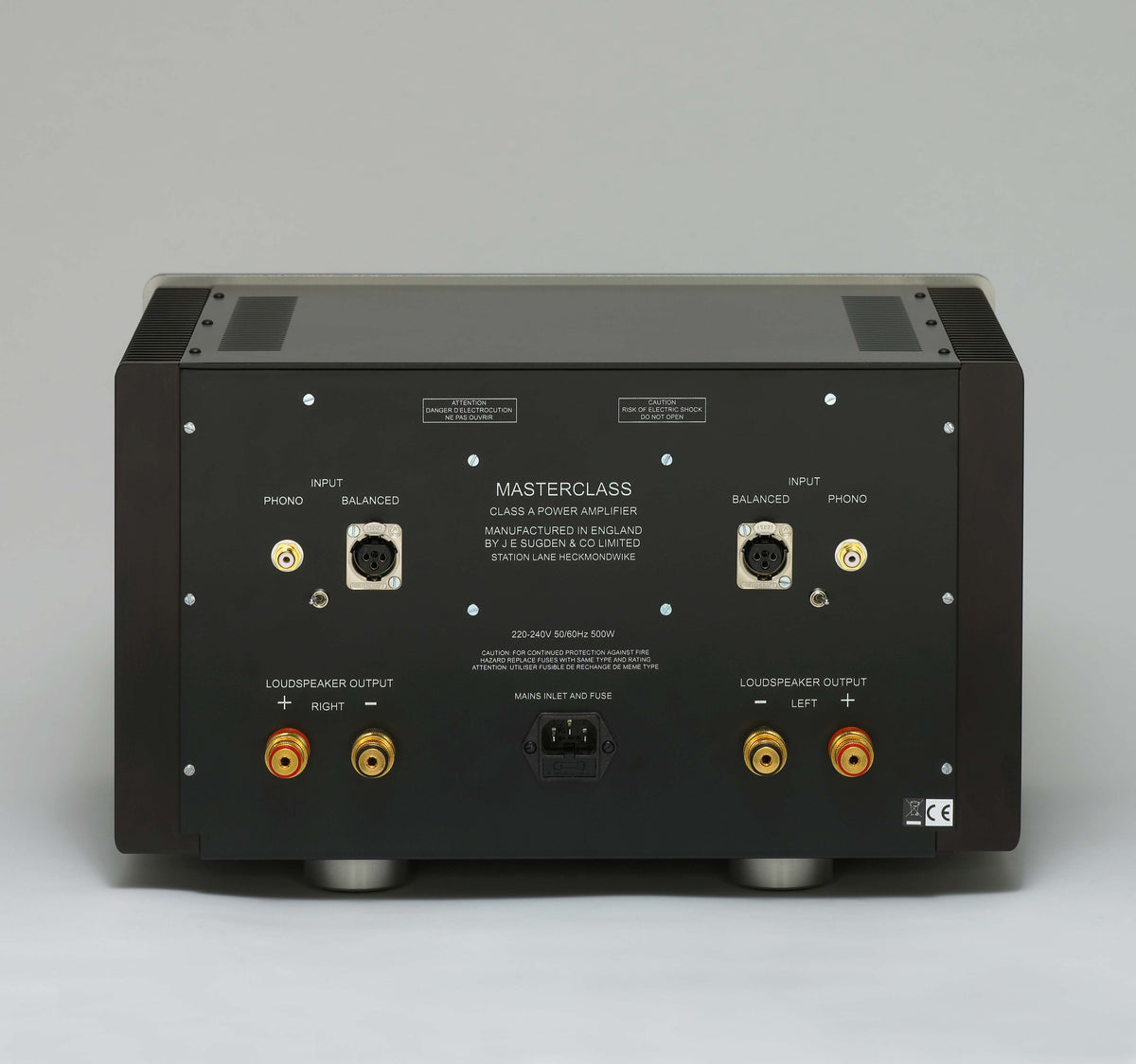 Sugden Masterclass SPA-4 stereo power amplifier, rear panel and connections