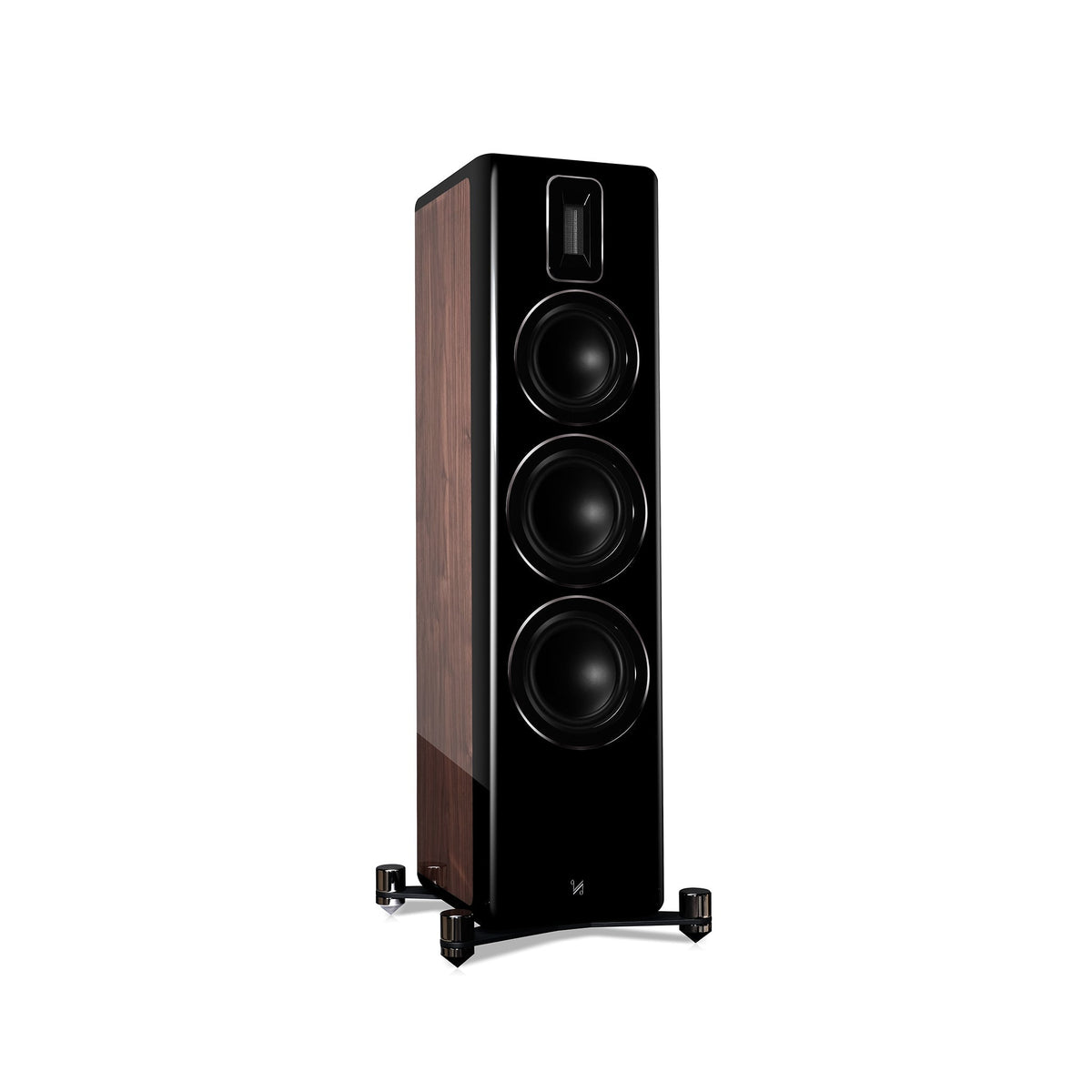 QUAD Revela 2 - Piano Walnut three-quarter view
