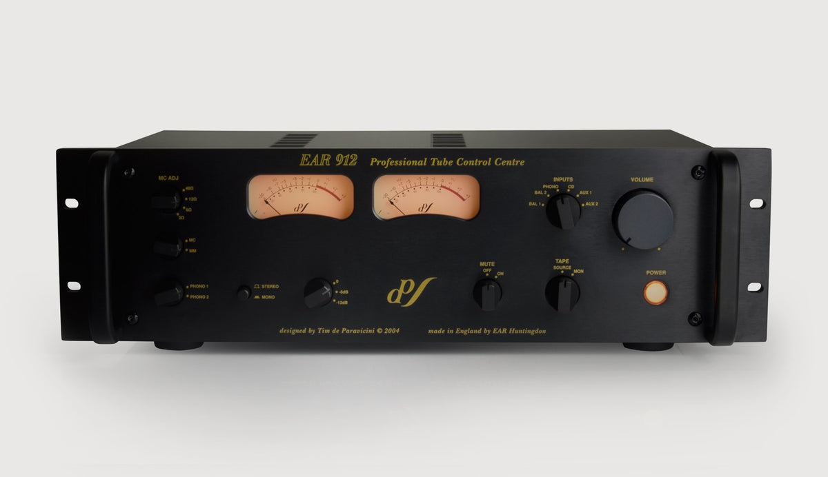 EAR Yoshino 912 preamplifier in black, straight front view