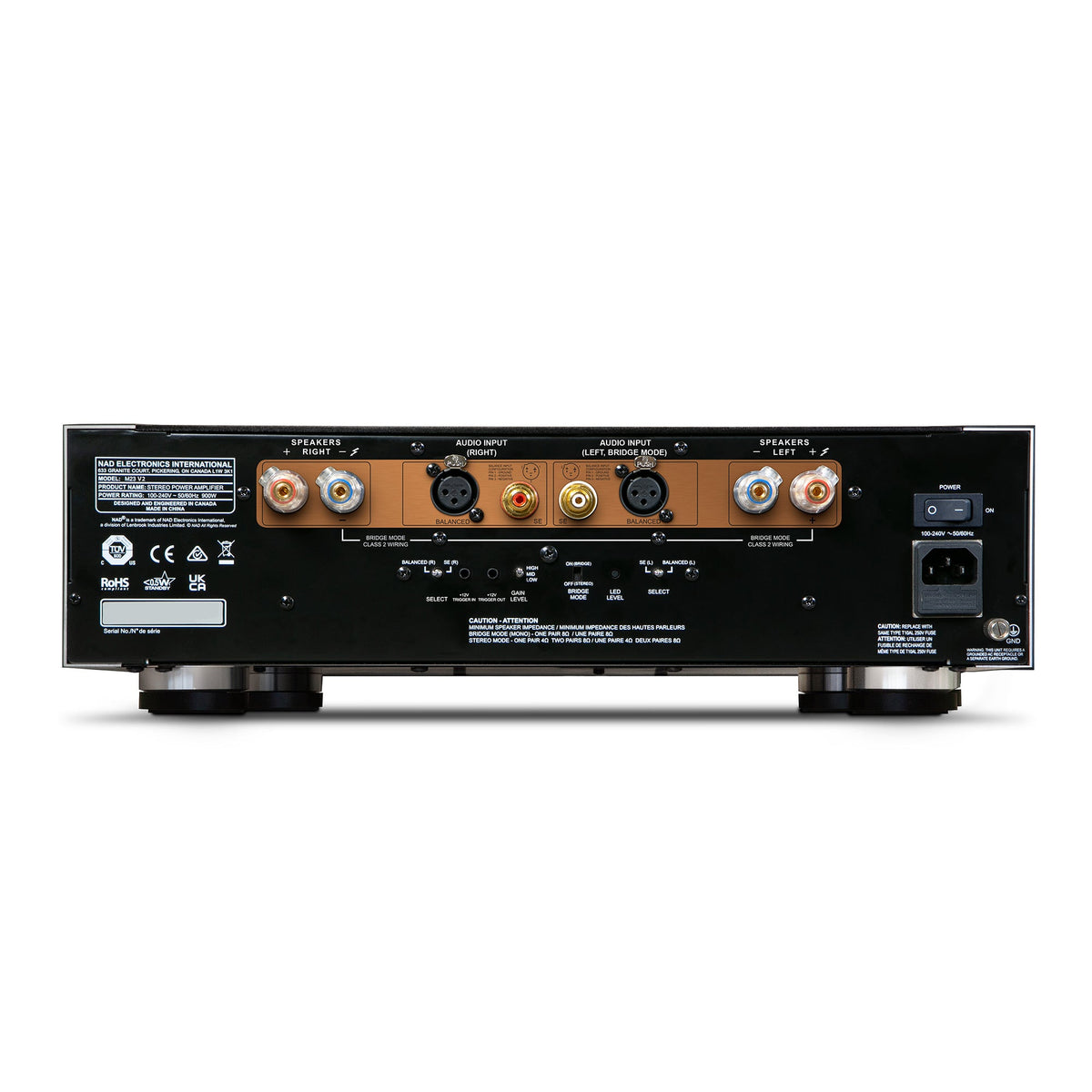 NAD M23 V2 Stereo Power Amplifier - rear view