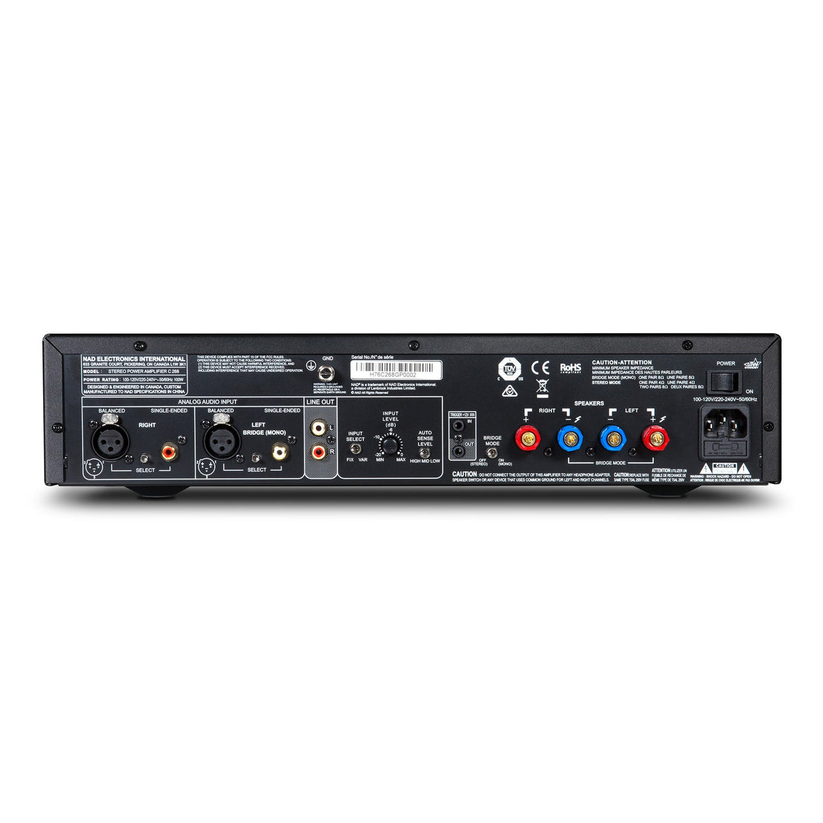 NAD C 268 Stereo Power Amplifier - rear view