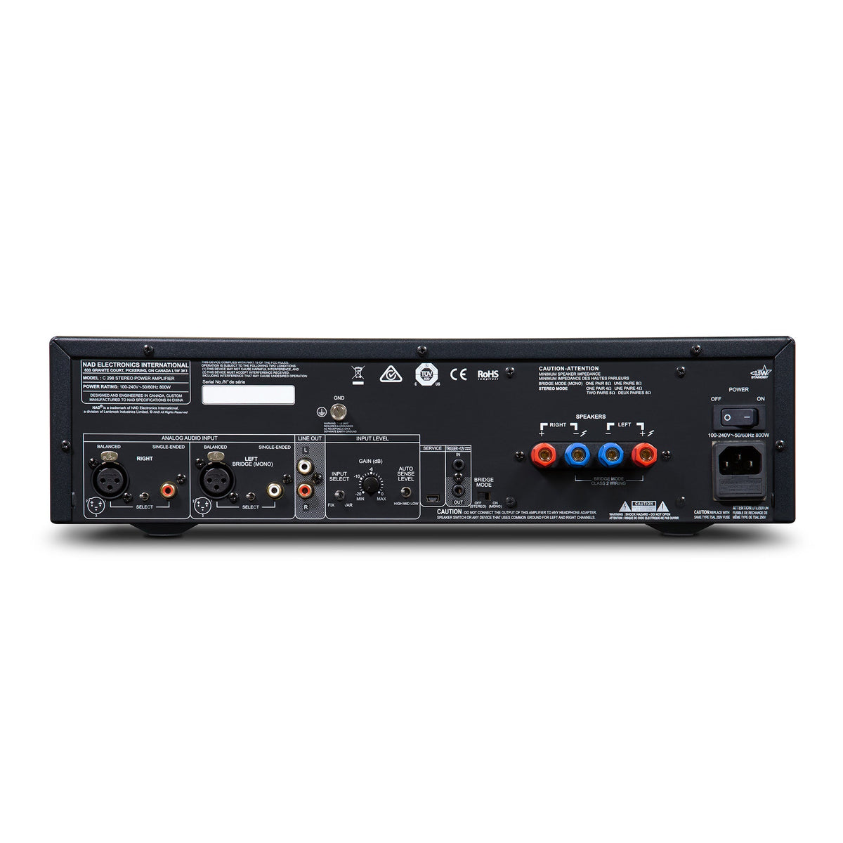 NAD C 298 Stereo Power Amplifier - rear view