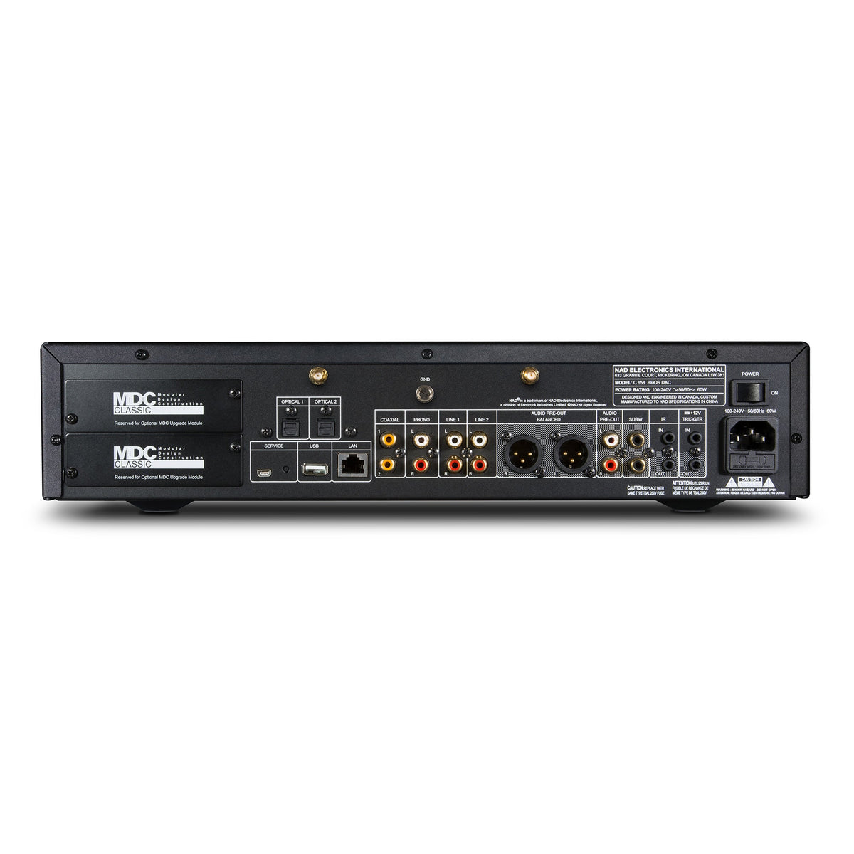 NAD C 658 BluOS Streaming DAC - rear view