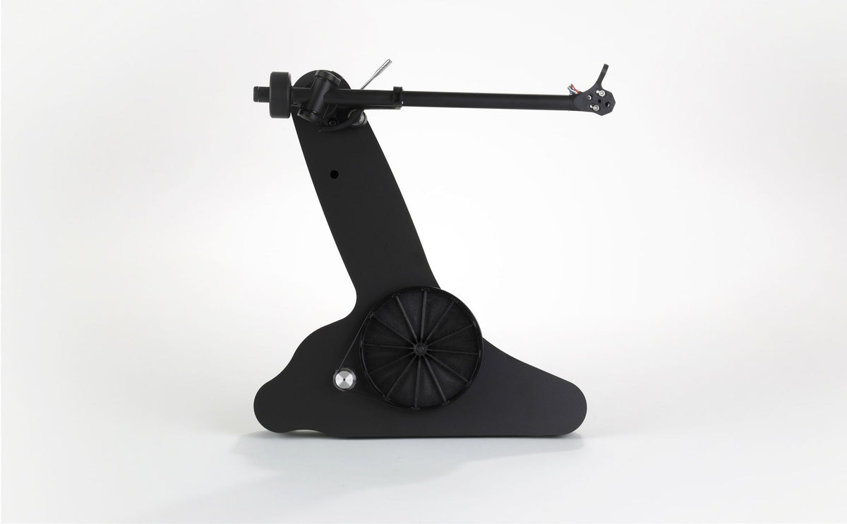 Rega Replay low-mass skeletal plinth, upright view with platter removed