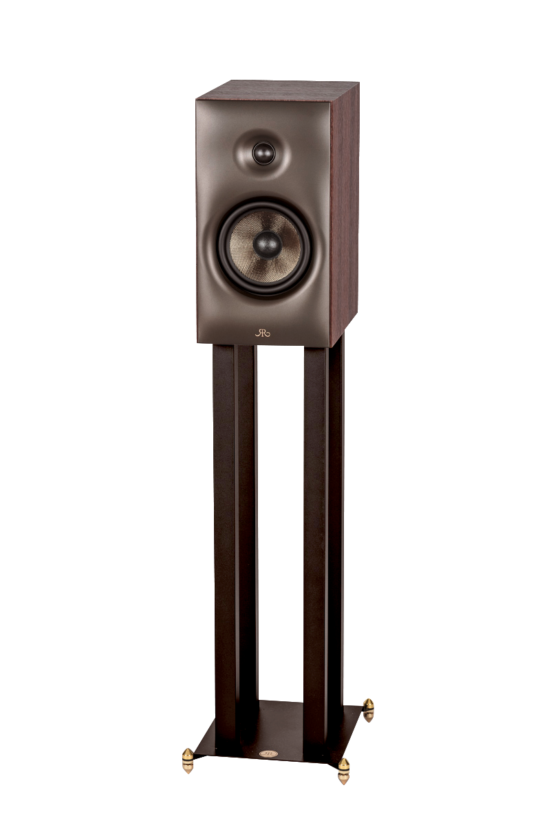 Revival Audio SPRINT 3 in Walnut, three-quarter front view, shown on the optional stand; stand sold separately