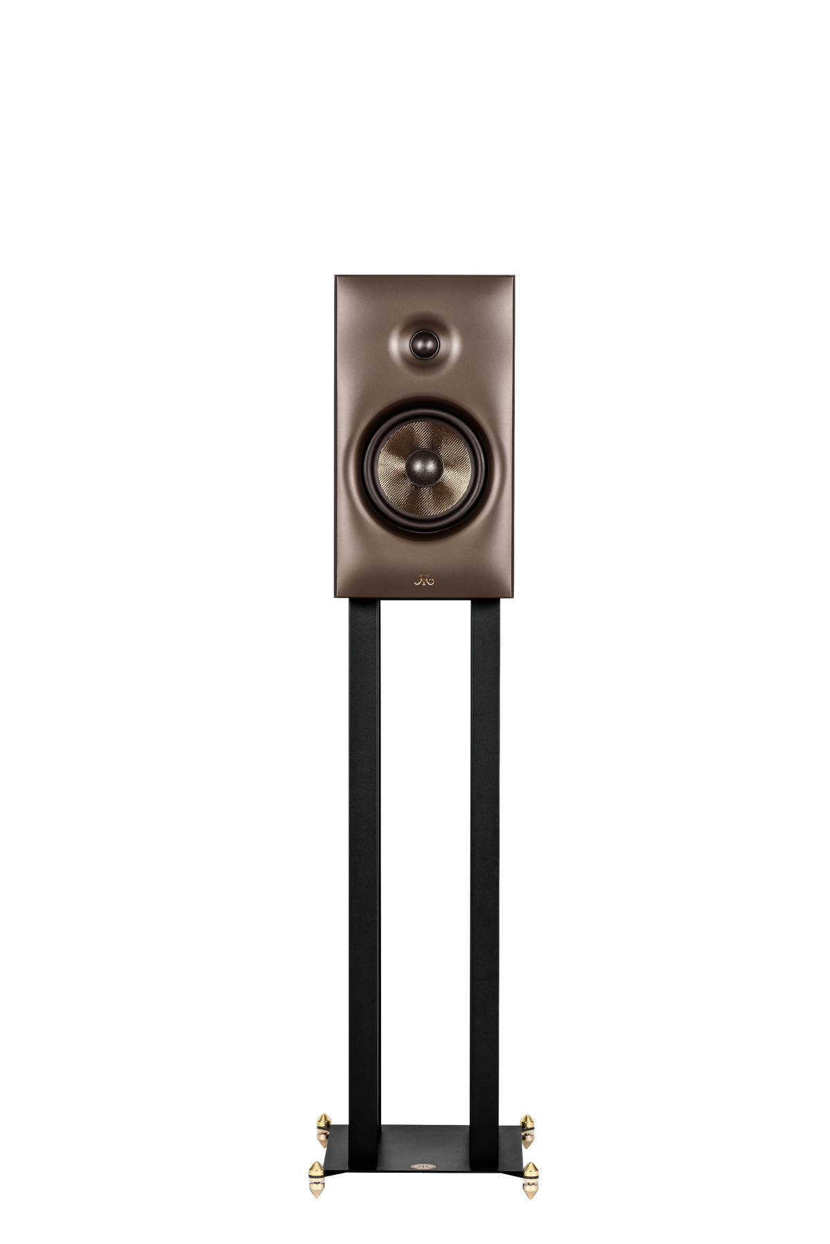 Revival Audio SPRINT 3 front view with the drivers exposed, shown on the optional stand; stand sold separately