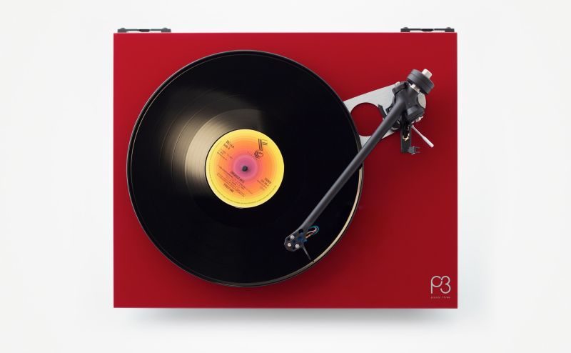 Rega Planar 3 turntable in High-Gloss Red, official top view