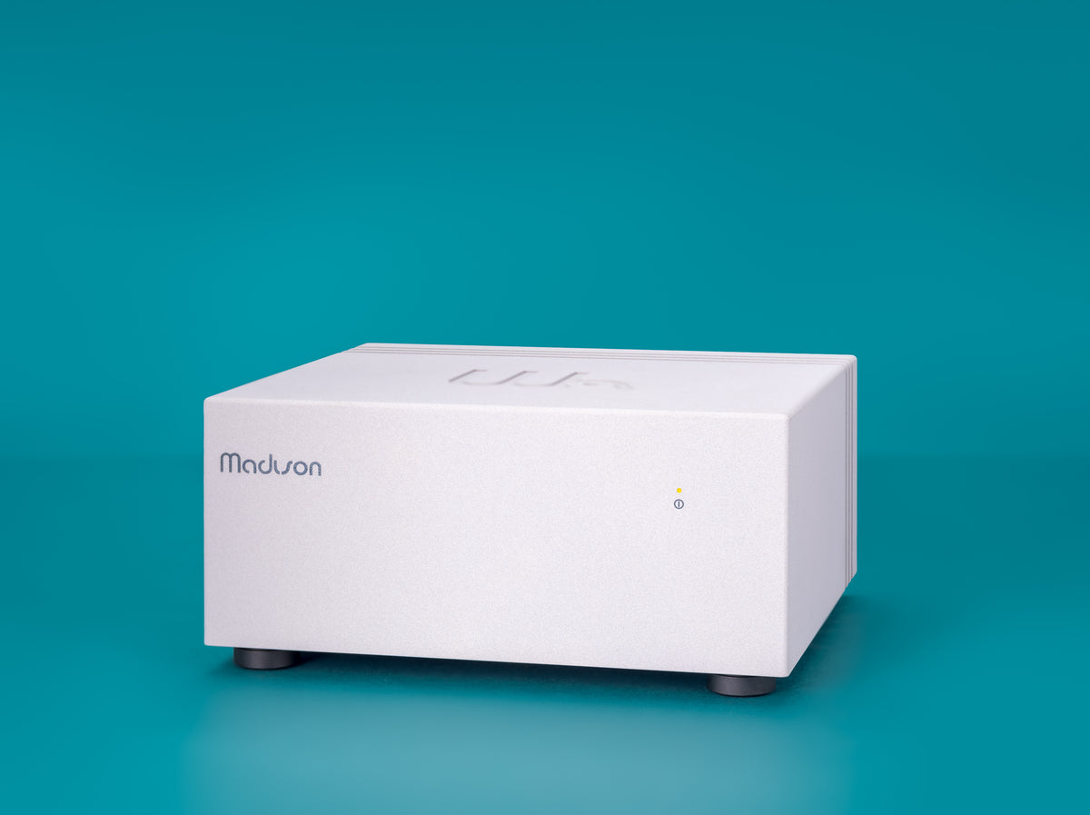 Wattson Audio Madison Power S in light grey, front three-quarter view