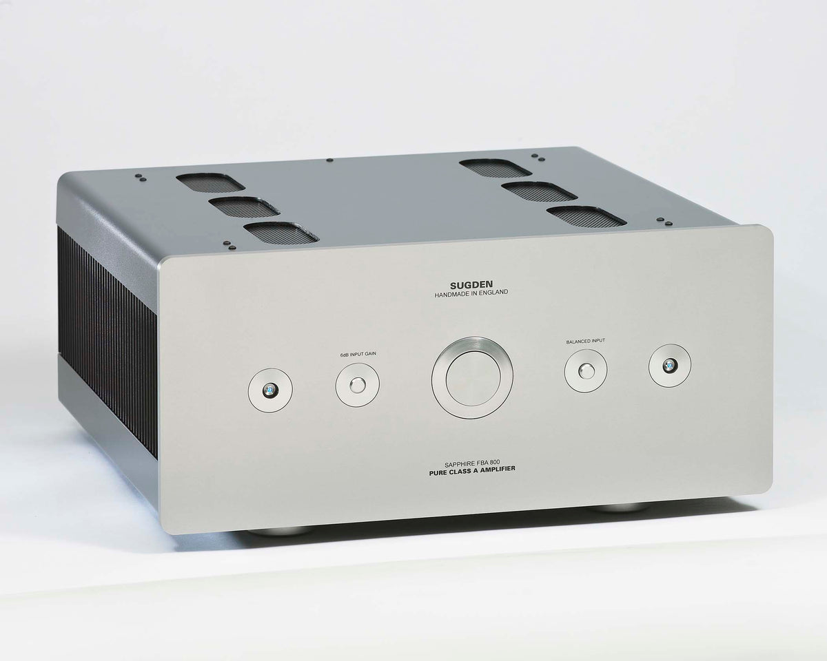 Sugden Sapphire FBA-800 power amplifier in titanium, front view