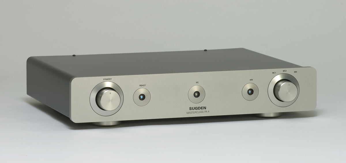 Sugden Masterclass PA-4 phono amplifier in titanium, front view