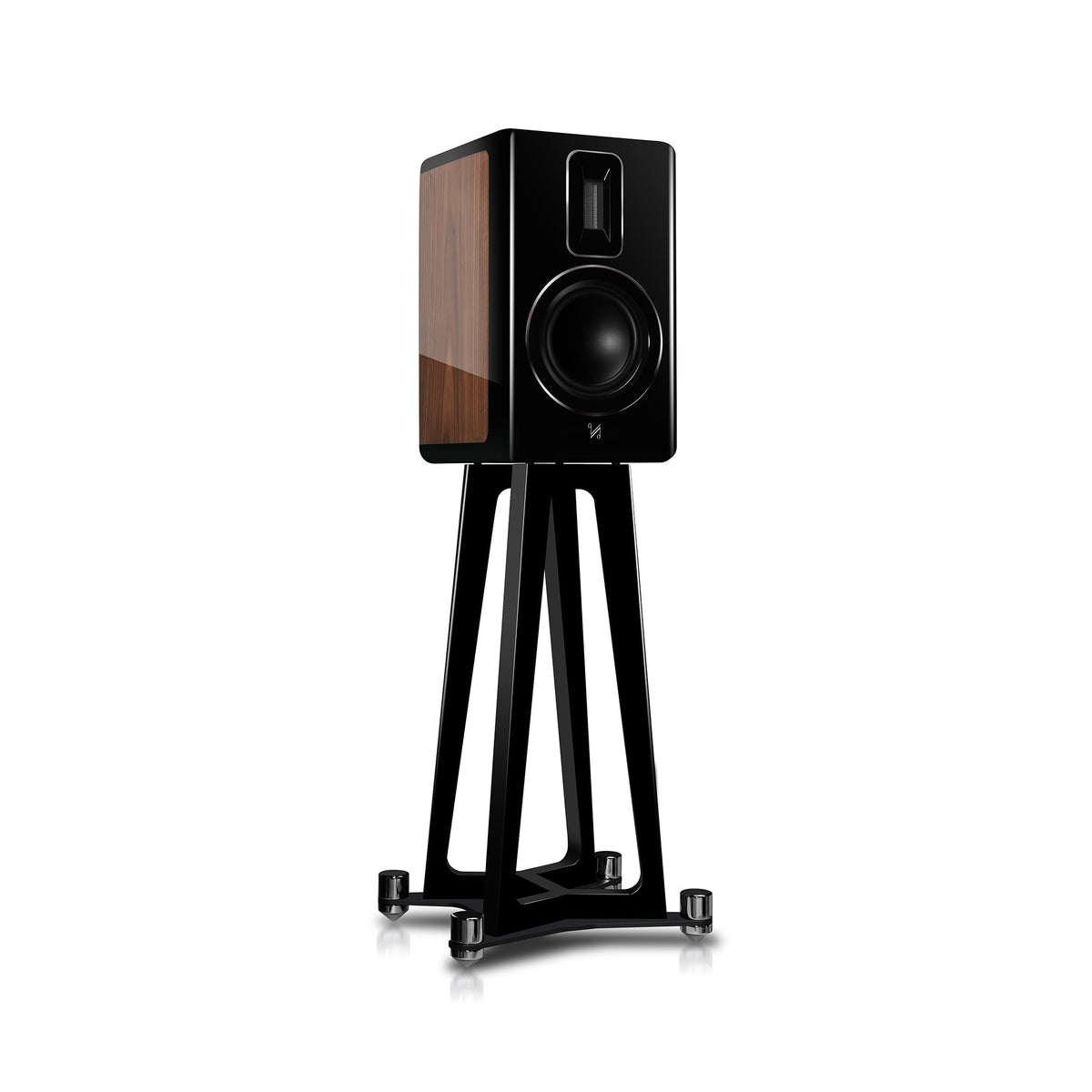 QUAD Revela 1 Speaker Stands - fitted with Piano Walnut Revela 1 speaker