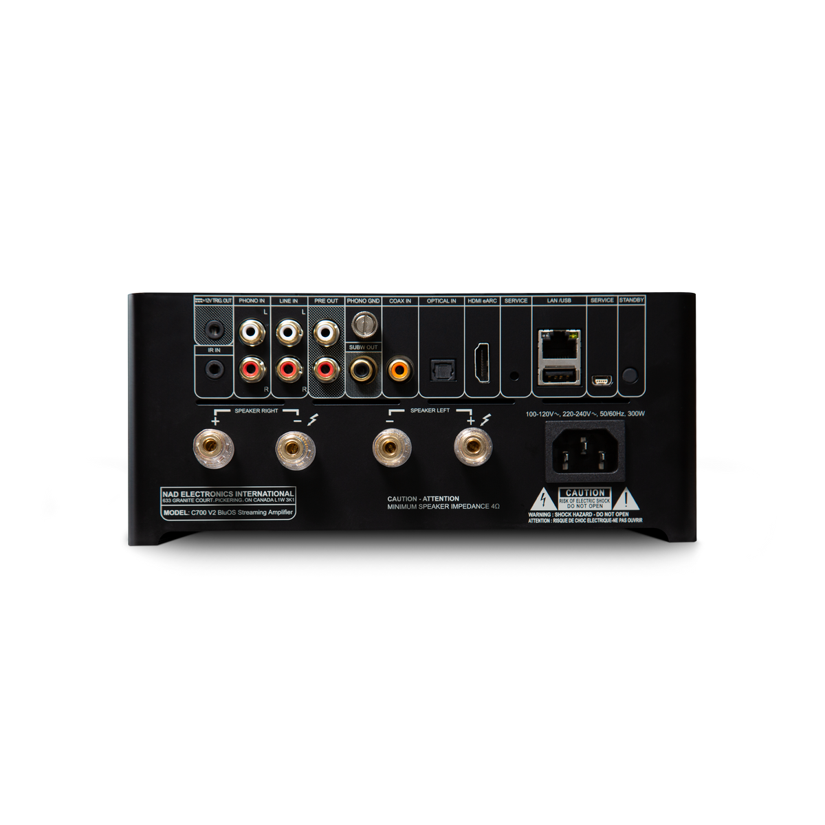 NAD C 700 V2 BluOS Streaming Amplifier - rear view
