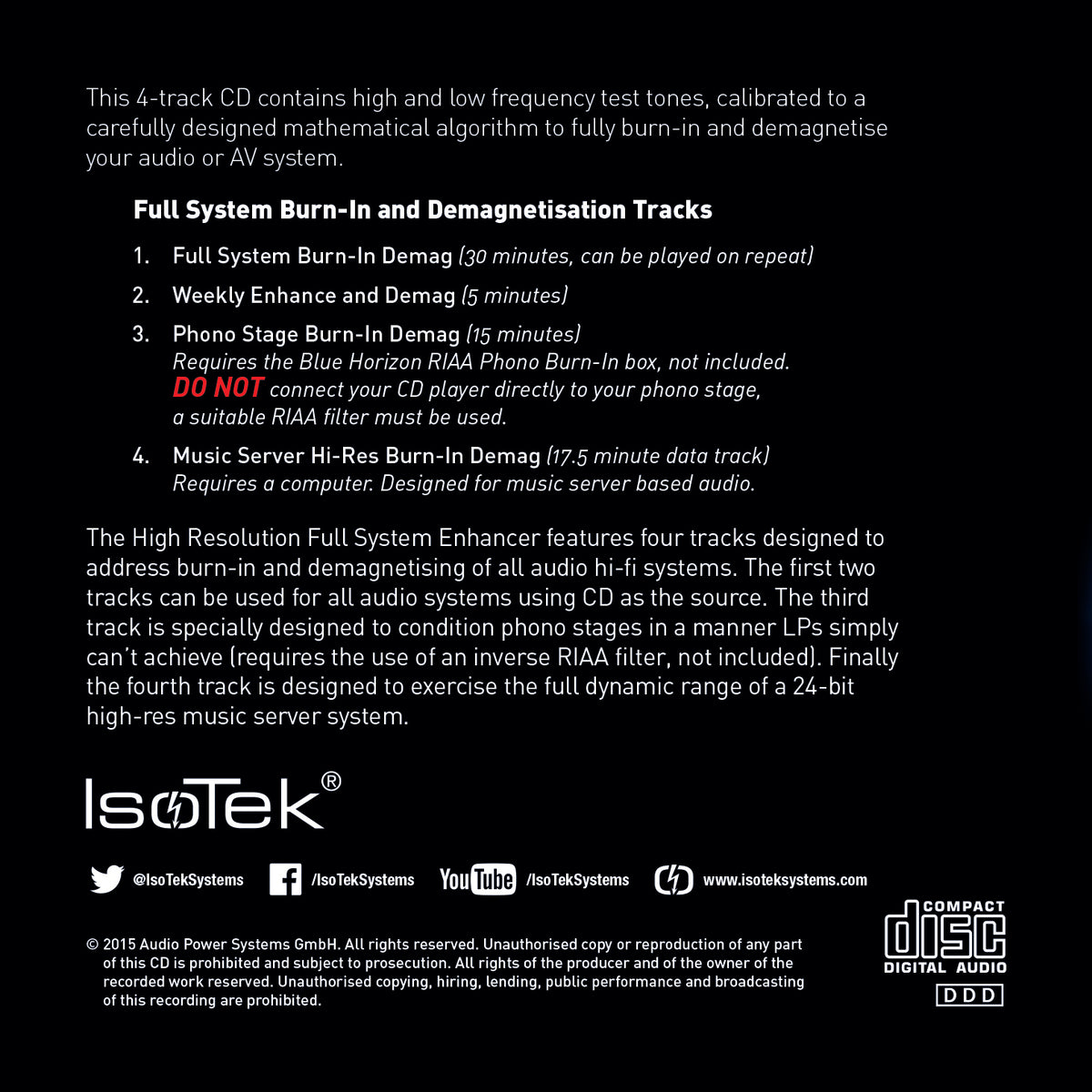 IsoTek High Resolution Full System Enhancer 2nd Edition - back cover