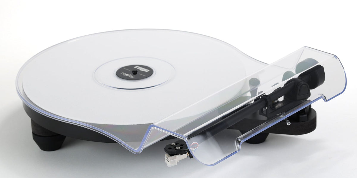 Rega Replay turntable in black with removable dustcover