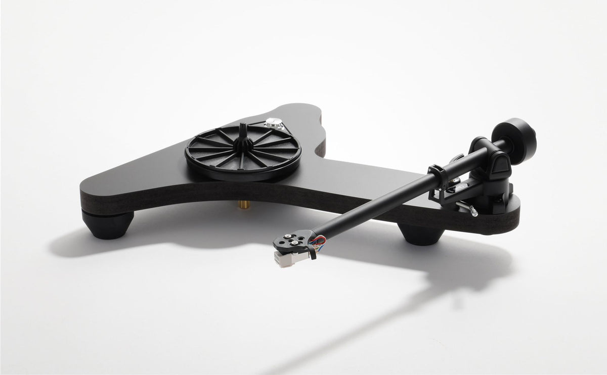 Rega Replay skeletal plinth and RB110 tonearm with platter removed