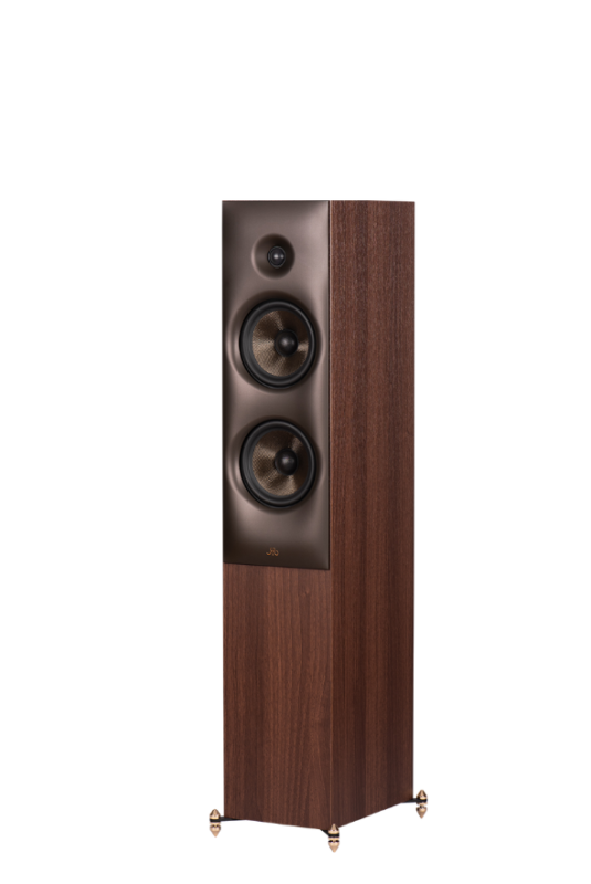 Revival Audio SPRINT 4 floorstanding speaker in Walnut, three-quarter front view