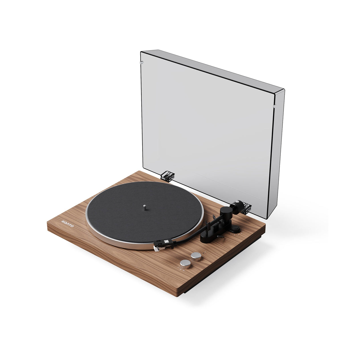 Included component: Kanto OBI3 G2 Belt-Drive Turntable — Walnut